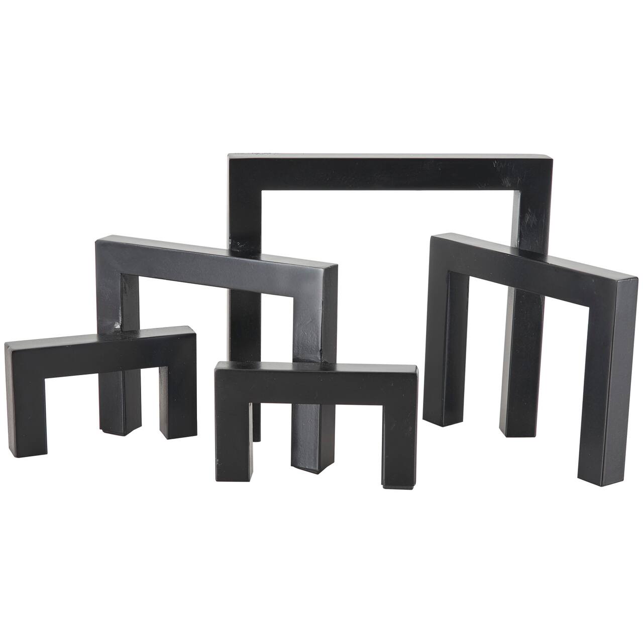 13" Black Metal Geometric Abstract Square Arched Sculpture